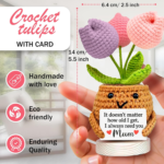 Handmade Crochet Tulip Mum Gift with Sweet Message – “I Always Need You Mum” - Image 6