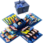 DIY 5 Layer Explosion Gift Box,Surprise Birthday & Anniversary Memory Box,Creative Keepsake Gift (Blue)