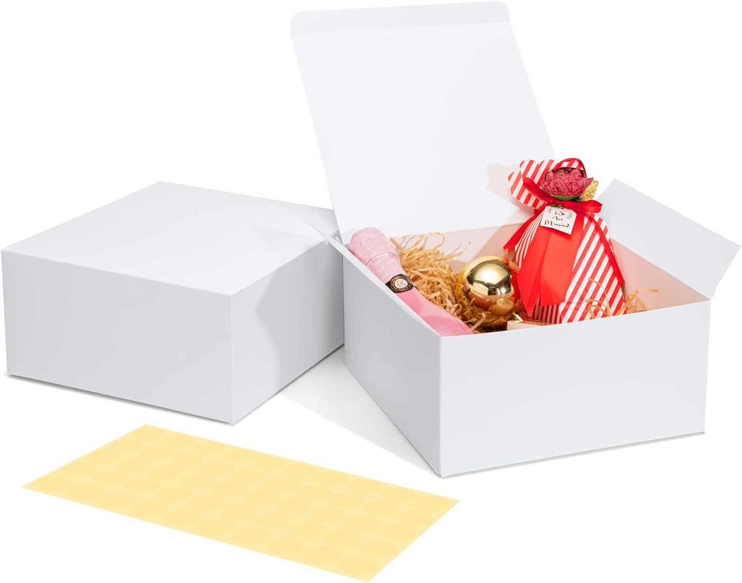 51ECl1XazpL._AC_SL1015_ 10pcs Gift Boxes Paper Gift Boxes with Lids for Gifts, Crafts, Cupcake Packaging Boxes Easy to Assemble Boxes 20 x 20 x 10 cm White - Image 1