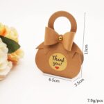 50PCS Portable Kraft Paper Candy Boxes, Sweet Wedding Favour Handbag Shape Party Gift Bags, Treat Packs Decor for Weddding Birthday Christmas, Brown, 6.5x3.5x13cm - Image 6