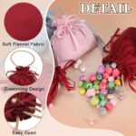 Velvet Drawstring Bags, (6.3 x 6.7 Inch, Dark Red/Yellow) (20 Pcs), Flannel Jewelry Bags with Pearl and Tassel Mini Candy Packaging Storage Pouches, Suit for - Wedding/Favor/Party - Image 2