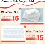 15Pcs Gift Boxes with Lids, 25CM x 20CM x 10CM White Kraft Paper Gift Box Bridesmaid Proposal Box with Blue Ribbon for Wedding Birthday Christmas Party Packaging Present - Image 3