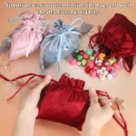 Velvet Drawstring Bags, (6.3 x 6.7 Inch, Dark Red/Yellow) (20 Pcs), Flannel Jewelry Bags with Pearl and Tassel Mini Candy Packaging Storage Pouches, Suit for - Wedding/Favor/Party - Image 5